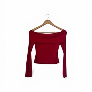 Elegant Off-Shoulder Red Top
